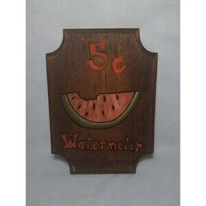 Vintage Handmade Hand Painted Watermelon Wooden Sign Rustic Cottage Kitchen